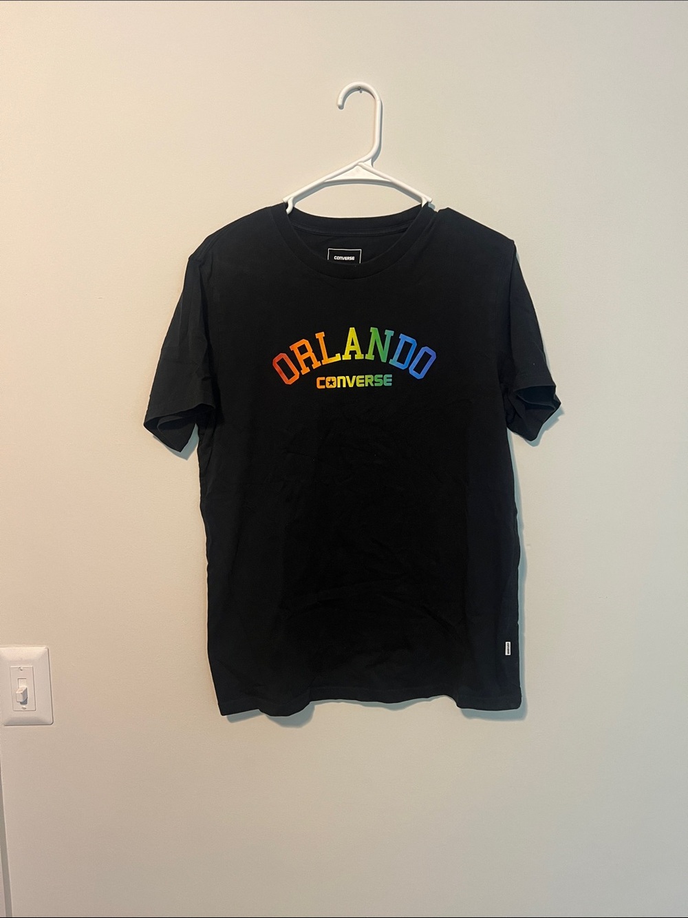 Converse Black Tee with Rainbow Orlando Logo
